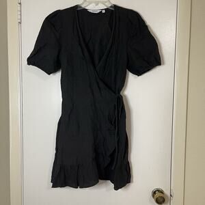 Los angeles atelier & other stories black linen wrap mini dress size US 8